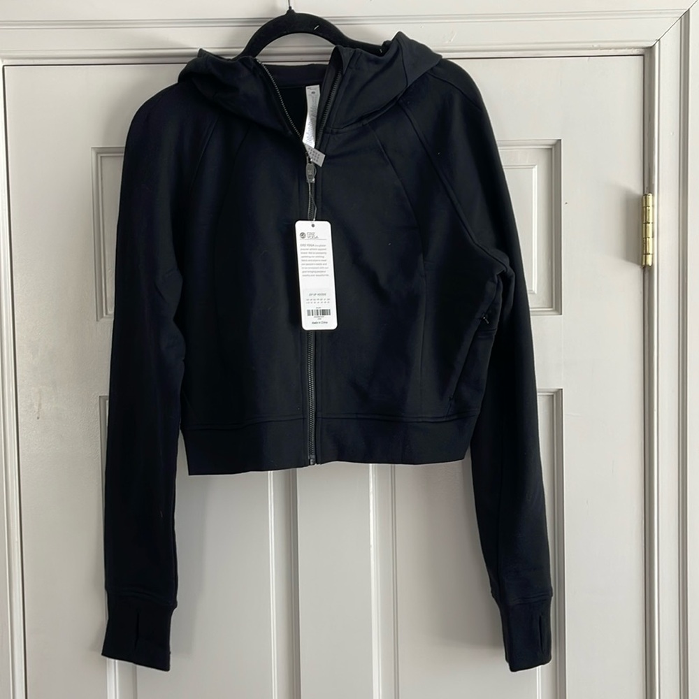 NWT CRZ Yoga full zip, black cropped hoodie, hooded sweatshirt, large